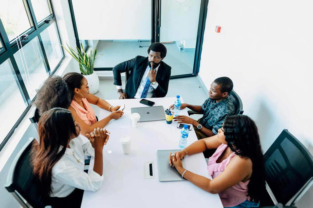 business team discussing risks